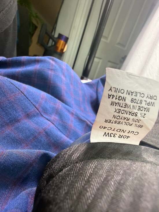 Tommy Hilfiger Men's 40R 33W Modern Fit Blue Plaid Performance Dress Pants - Picture 3 of 4